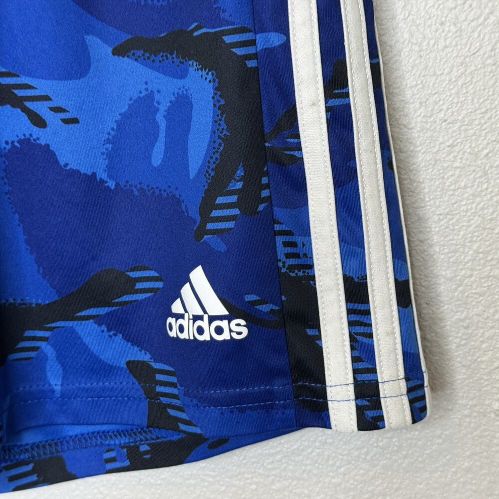 Adidas Basketball Shorts Boys Sz Medium 10-12 Blue Black‎ Elastic Waist Athletic - Picture 3 of 6
